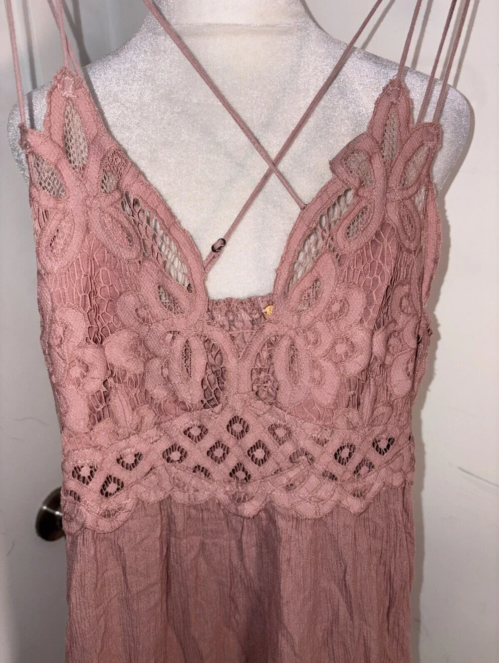 Free People Adella Slip Dress Rose Mauve Pink Mini Dress Boho Small New With Tag